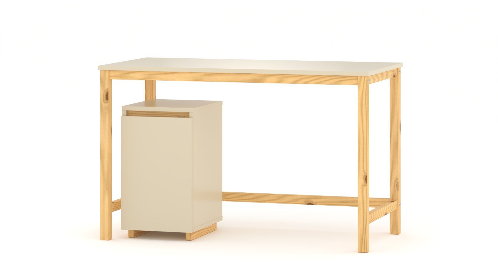 Siblo Schreibtisch Schreibtisch Elio mit Container und farbigen Beinen (Schreibtisch Elio mit Container und farbigen Beinen) Beige