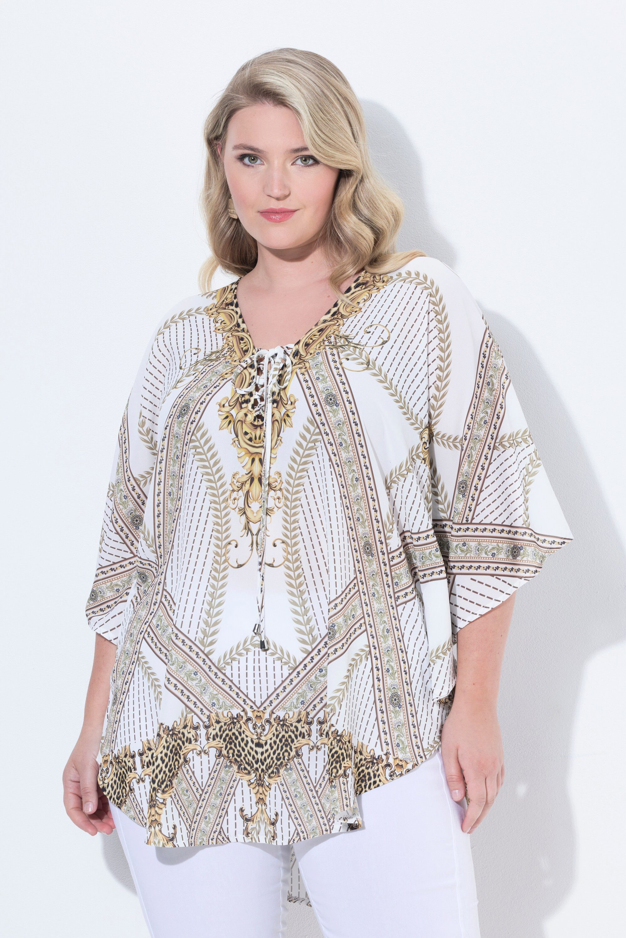 Longbluse Blusenkaftan Loose Fit Allovermuster