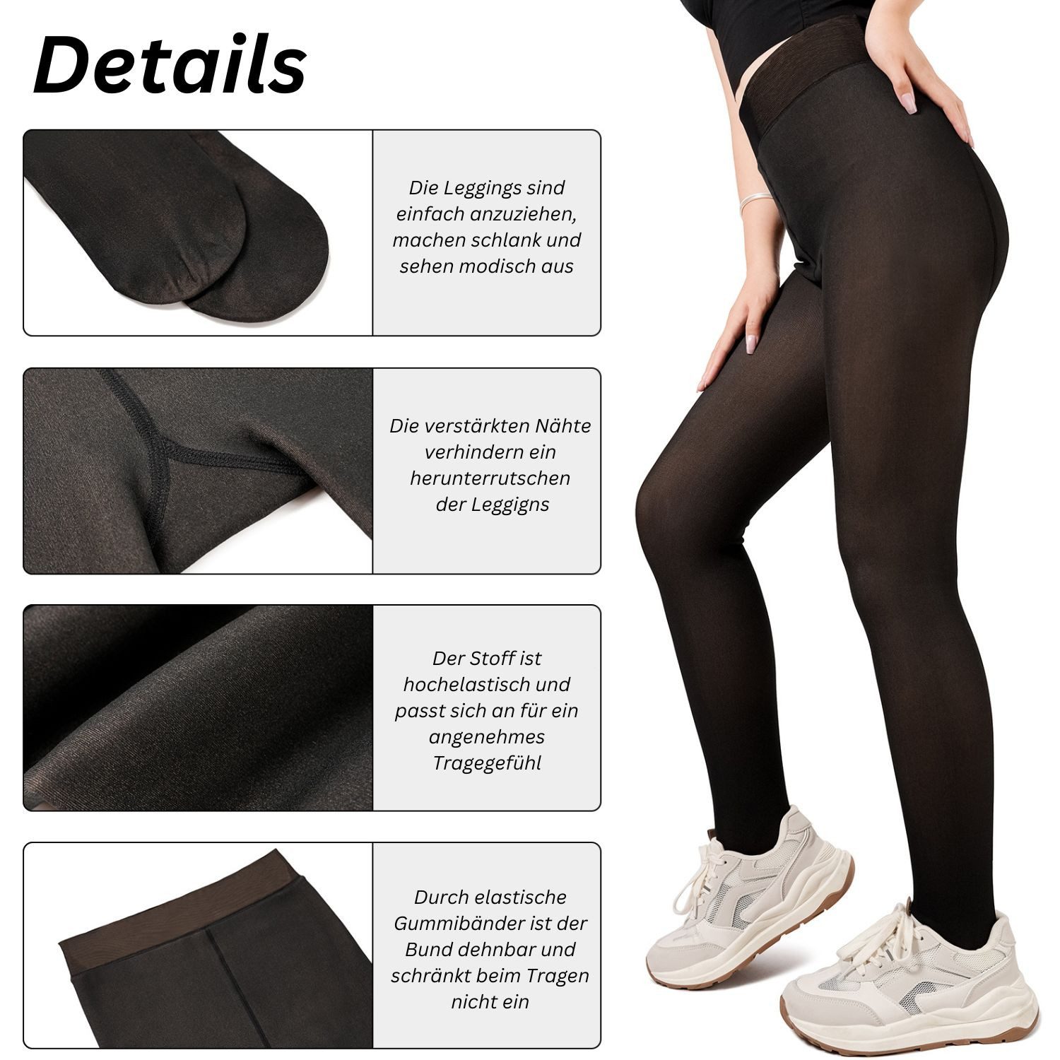 Frentree Thermoleggings Damen mit Fleece gefüttert, Thermostrumpfhose mit transparentem Look Für Winter High Waist, Kuschelig, Warm, Elastisch, Sport
