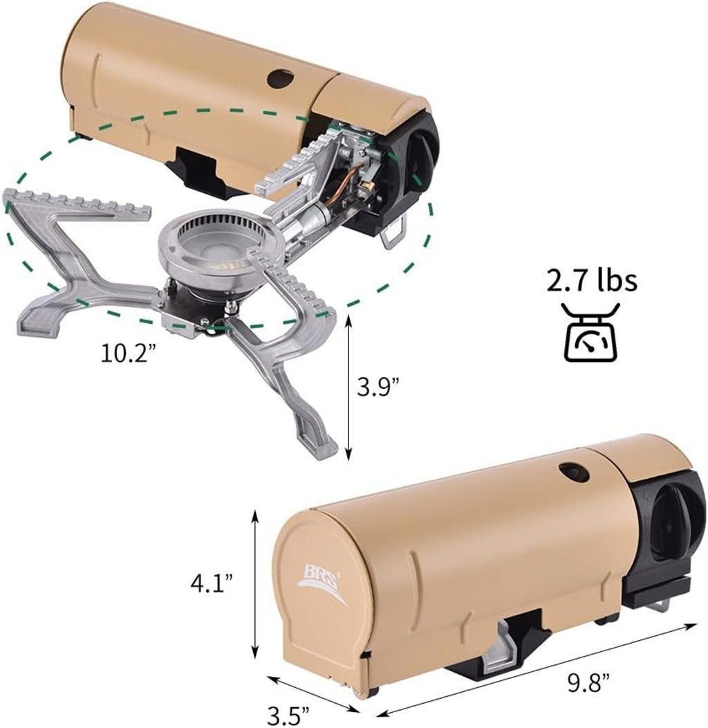 AURIVION Taschenkocher Gaskocher Outdoor Gaskocher,tragbar Kassette Kocher Campingkocher, (Set, 4-St., mit Aufbewahrungskoffer), Magnetisches Saugventil,Rutschfestes Design