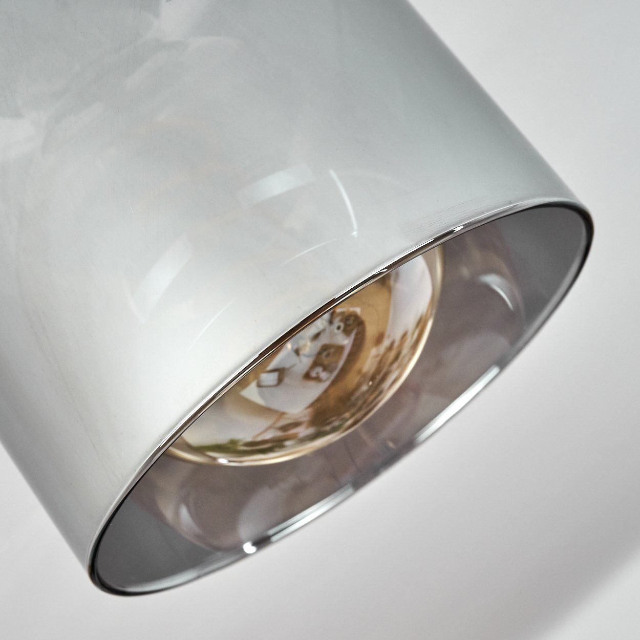 hofstein Rauchglas, aus Schwarz/Natur/Rauchfarben, Metall/Holz/Glas, ohne Leuchtmittel, E27 Schirmen »Acereto« Deckenlampe mit Deckenleuchte vertsellbare