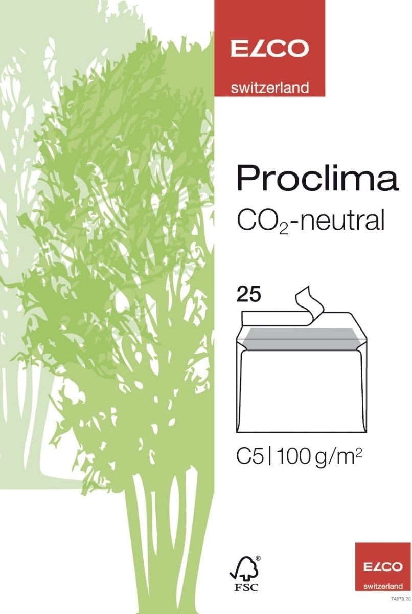 ELCO Briefumschlag Briefumschläge Proclima Box C5 weiß Recycling Haftklebung Papier 100 g