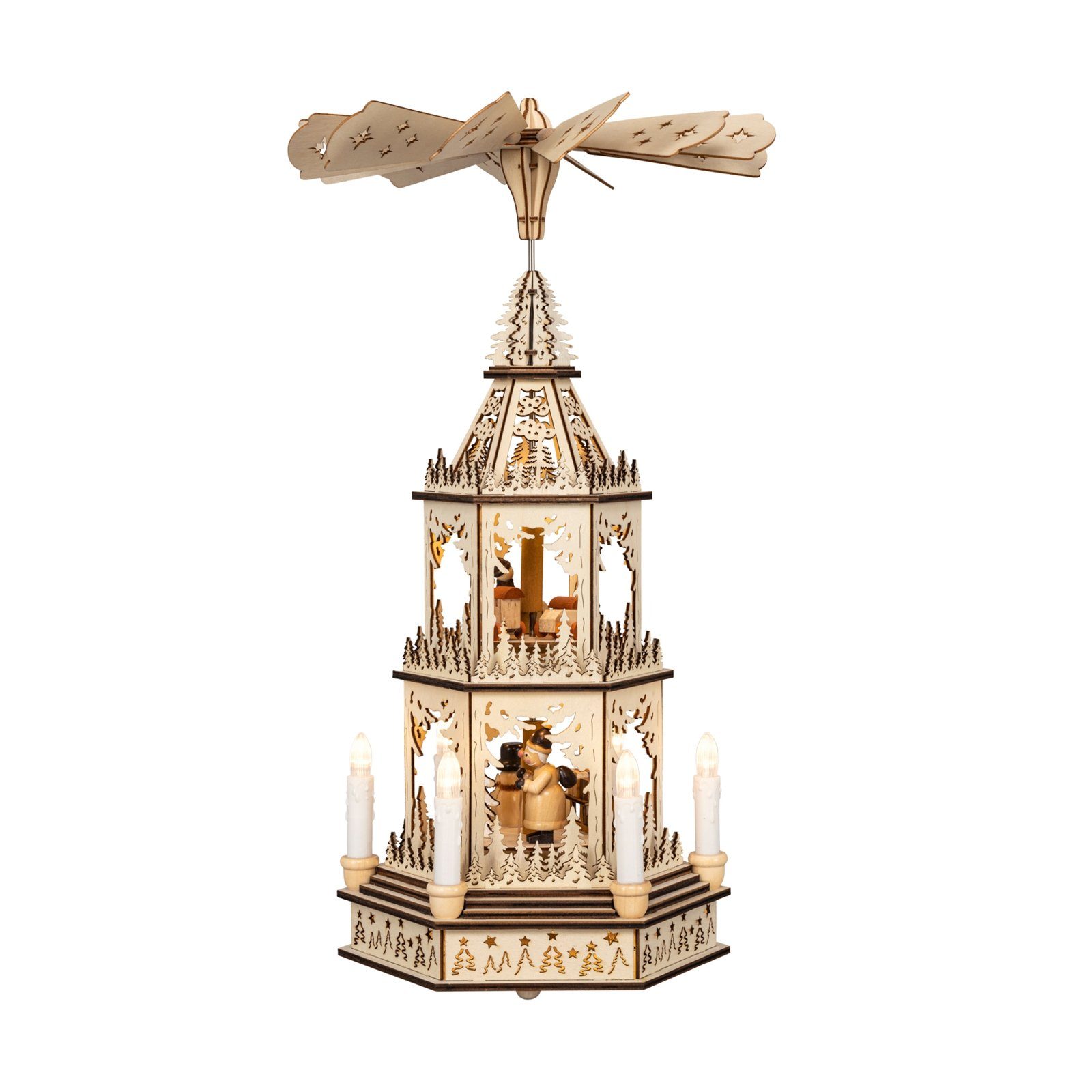 HGD Holz-Glas-Design Weihnachtspyramide XL Pyramide Weihnachtseisenbahn