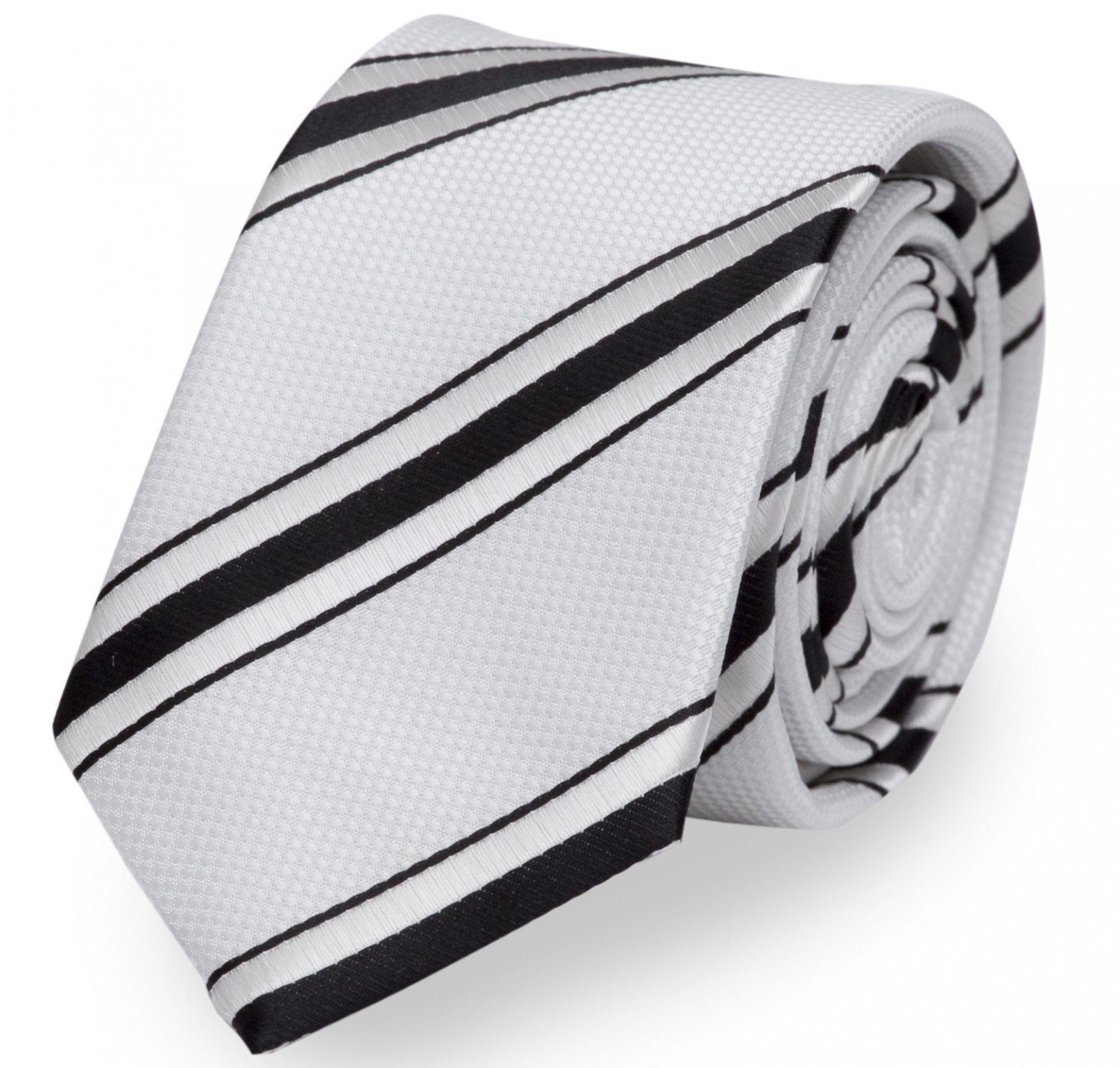 Männer Schlips (Gestreift) - Krawatte Dawn/Tricorn Fabio Weiß Herren in (8cm), verschiedene Weiß Breit - Black Krawatte Weiße Farini Schwarz 8cm January
