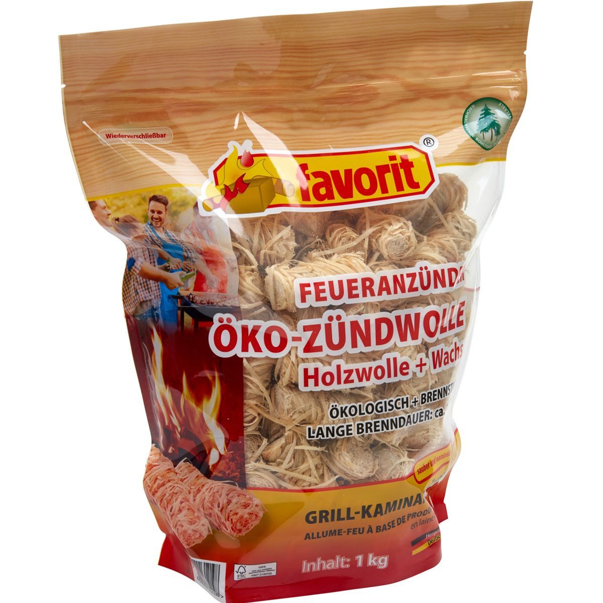ALSCHU Grillanzünder Öku-Zündwolle 1 Kg Beutel zirka 75 Stück Grillen Barbecue