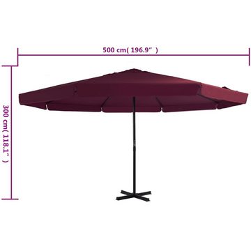 vidaXL Balkonsichtschutz Sonnenschirm mit Aluminium-Mast 500 cm Bordeauxrot (1-St)