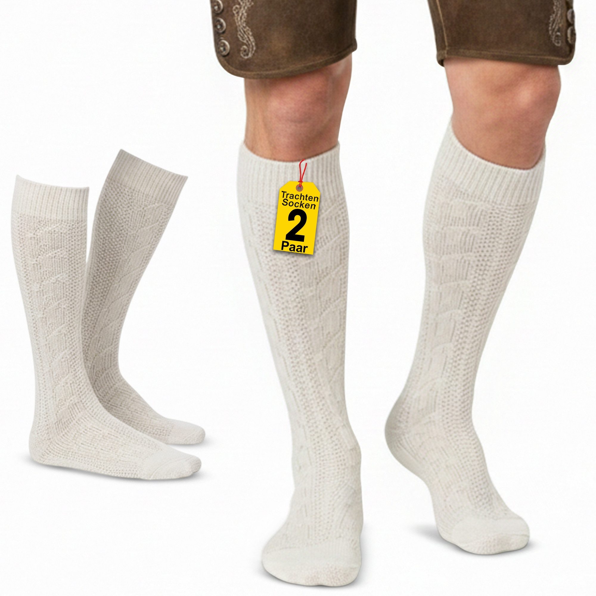 German Wear Trachtensocken GW200 2xPaar (2er-Pack) Trachtensocken Trachtenstrümpfe Zopfmuster 40cm