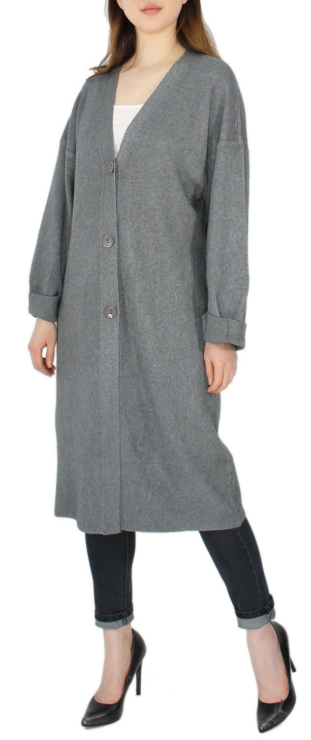 dy_mode Longstrickjacke Langer Strick Cardigan Damen Strickjacke im Oversize-Look in Unifarben in Unifarbe