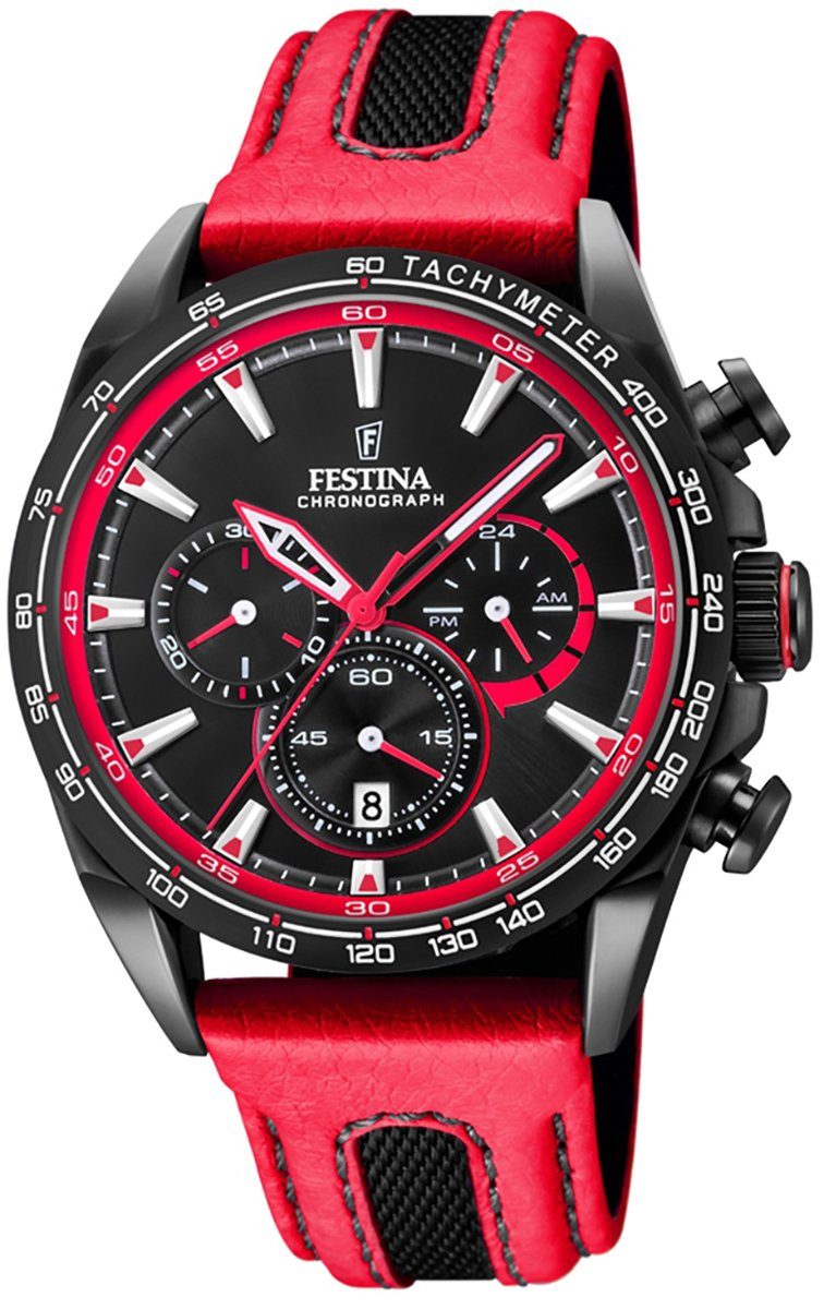 Festina Quarzuhr »Festina Herren Uhr F20351/6 Leder«, (Armbanduhr), Herren  Armbanduhr rund, Lederarmband rot, schwarz online kaufen | OTTO