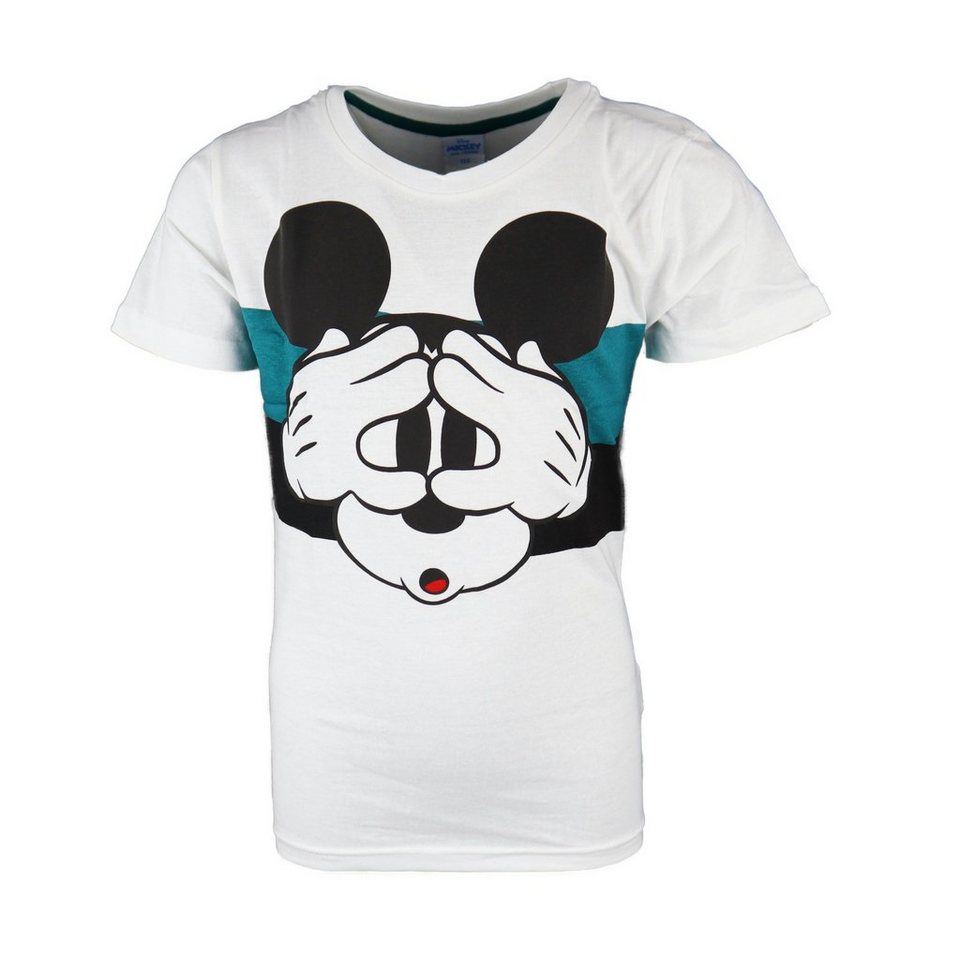 Disney Mickey Mouse Print-Shirt Mickey Maus Jugend Jungen T-Shirt Gr. 134  bis 164, 100% Baumwolle