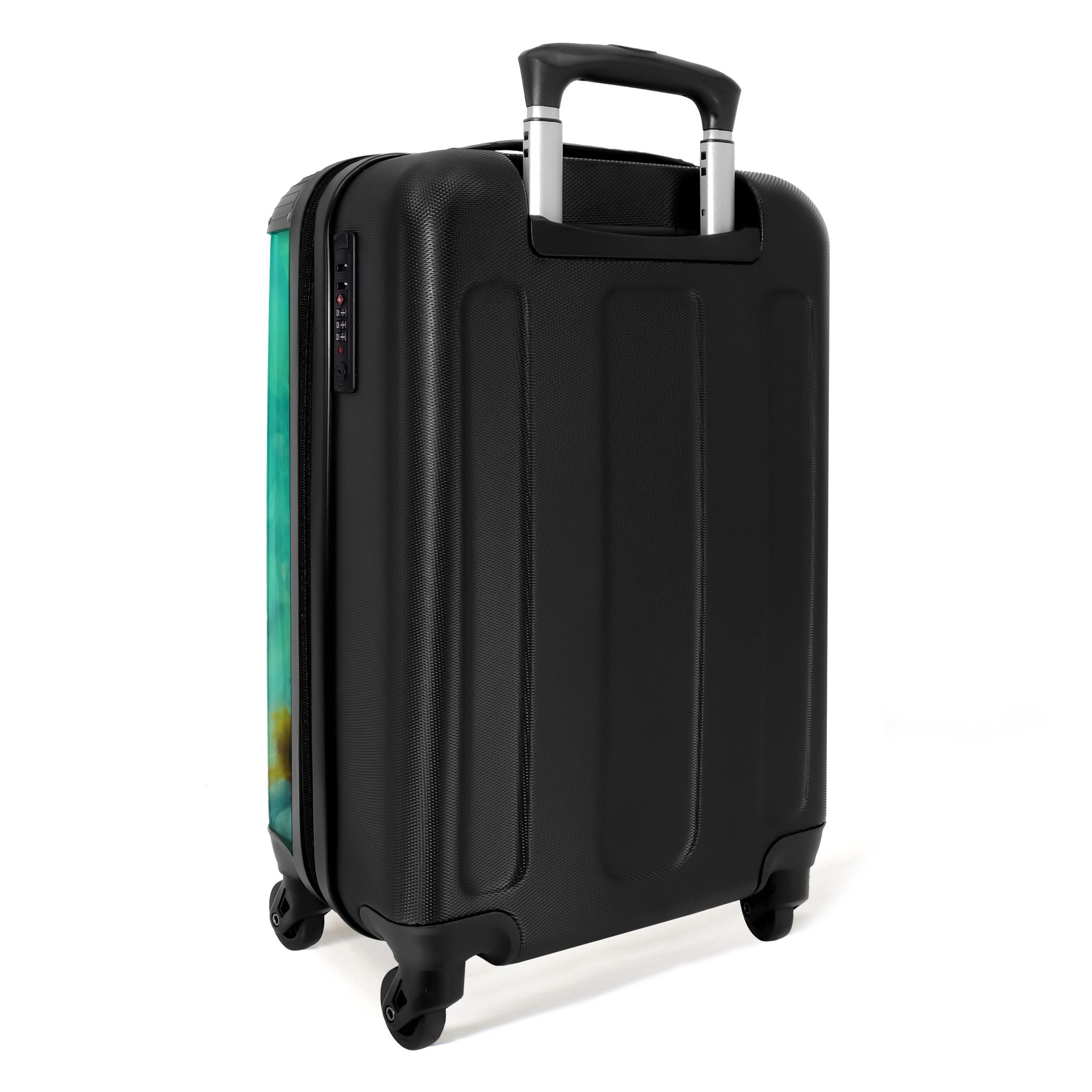 NoBoringSuitcases.com© Hartschalen-Trolley Totenkopf - Aquarell - Blumen - Türkis - Totenkopf - Totenkopf 55x35x2, 4 Rollen, Reisetasche mit Rollen, Koffer Handgepäck Flugzeug