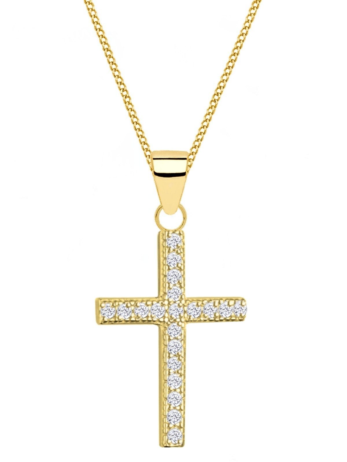 Goldene Hufeisen Kette mit Anhänger Halskette Gold Kreuz 925 24K vergoldet günstig online kaufen