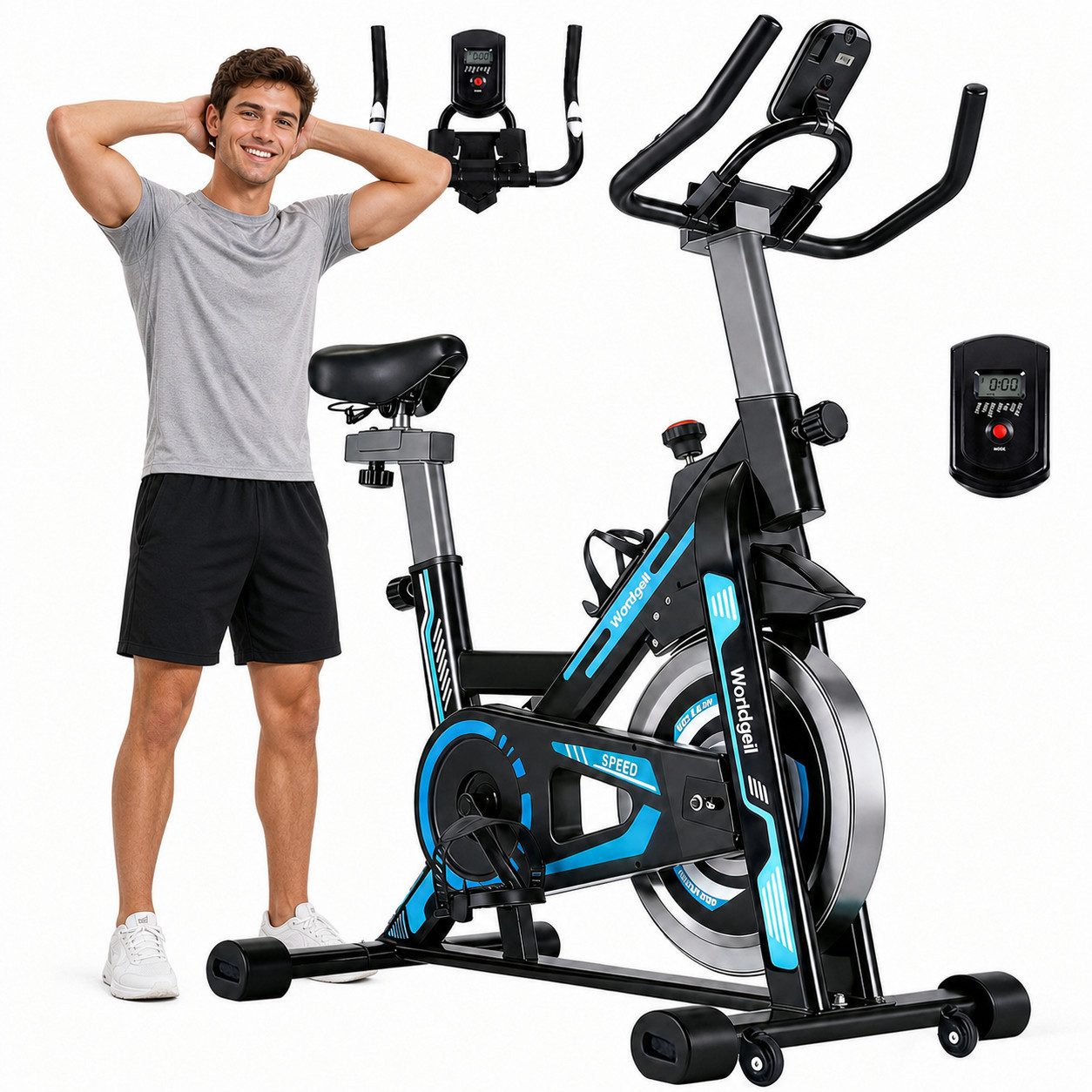 Nettlife Heimtrainer Fahrrad 150kg Magnetbremse leiser Lauf LCD-Display Widerstand, Tablet-Halterung und verstellbarem Sitz für das Cardio-Training