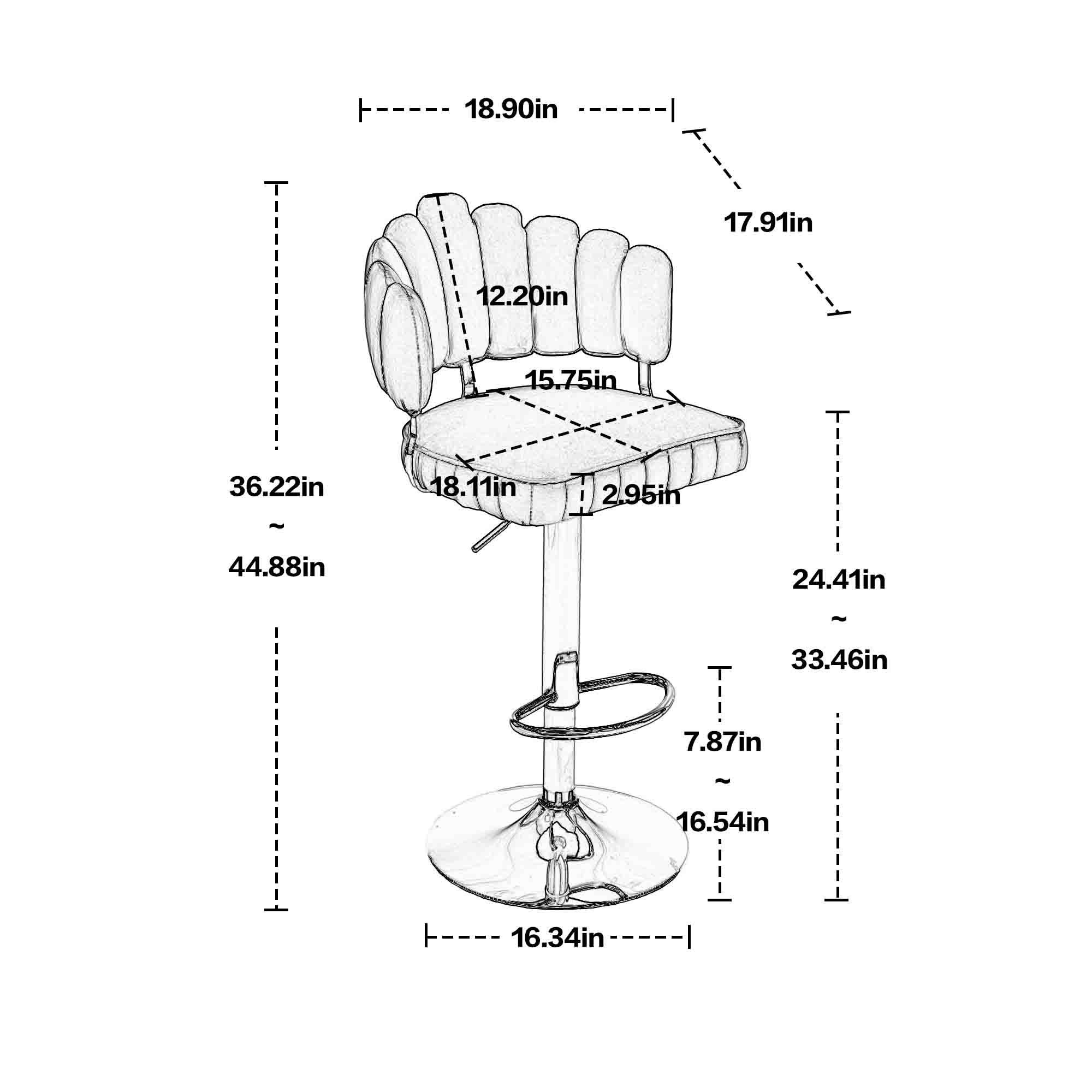 verstellbaren schwarz Küche mit 2 für und Esszimmer) Tresenstühlen Fußstütze Drehhocker, (Barstühle Drehbare Barhocker-Set mit WISHDOR Barhocker