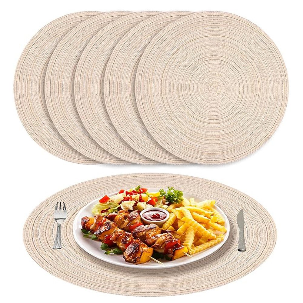 NUODWELL Platzset 6er Set Runde Platzsets Baumwolle,Hitzebeständig Geflocht günstig online kaufen
