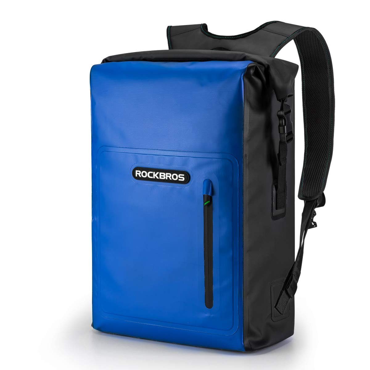 ROCKBROS Sportrucksack Dry Bag Rucksack Wasserdicht Packsack 20L Reiserucksack (mit Vordertasche für Bootfahren, Schwimmen, Strand, Kajak, Rafting, Angeln) blau