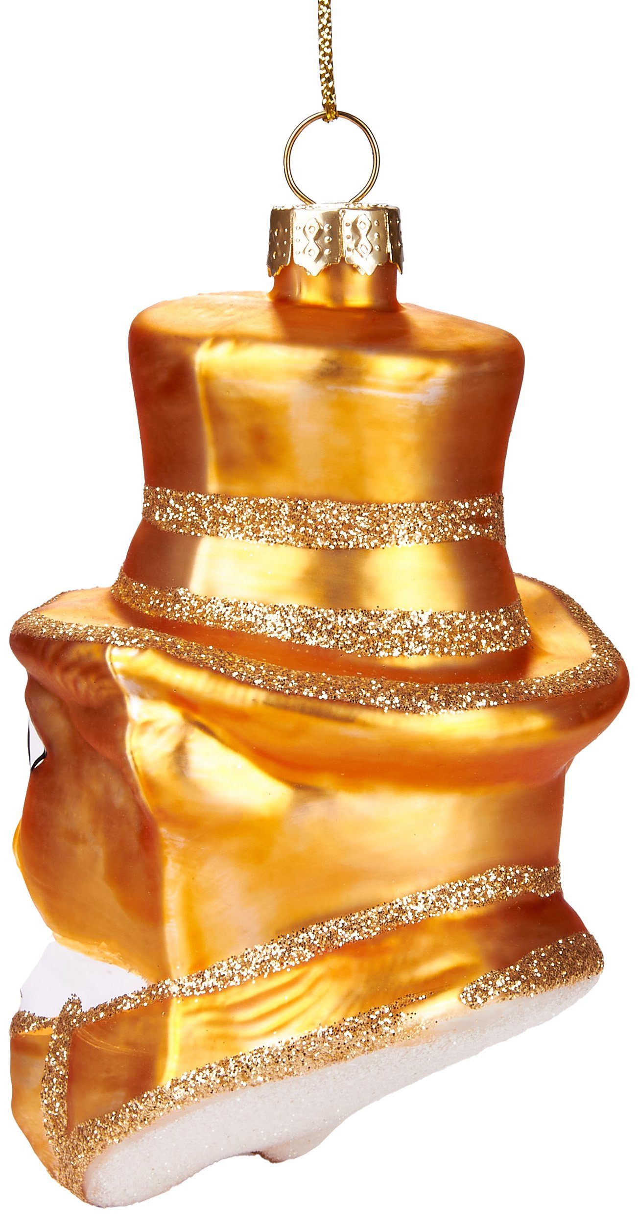 Christbaumschmuck Weihnachtskugel Weihnachtsschmuck-Anhänger goldenem Glas, BRUBAKER Hund Handbemalte cm aus Baumkugel - Lustige Unikat mit tierischer 10 Hut, mundgeblasenes