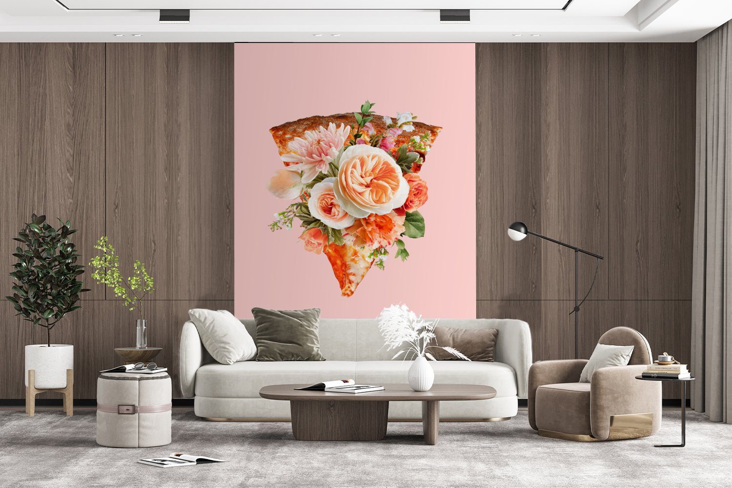 Wandtapete Blumen, bedruckt, - Pizza Wohnzimmer, Vinyl MuchoWow - Tapete Fototapete Matt, für St), Montagefertig Stilleben (3