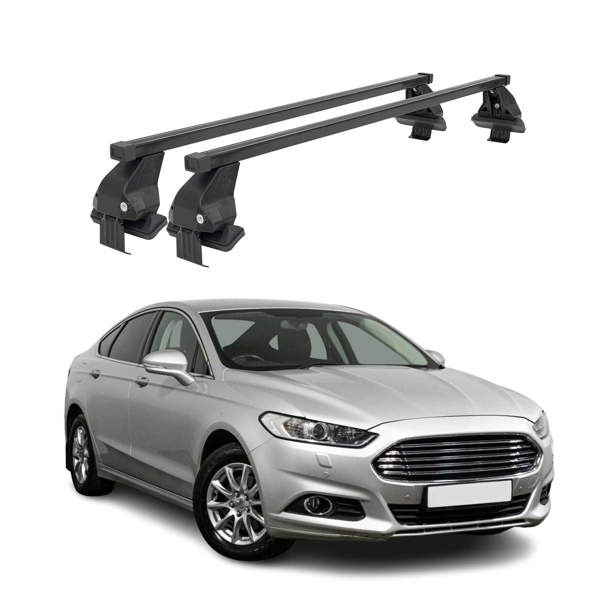 OMAC Dachträger Menabo Stahl Gepäckträger für Ford Mondeo mk5 2014-2022 Schwarz 2x (2-St), Wasserbeständig,Abnehmbar,Multifunktional,Leichtgewichtig