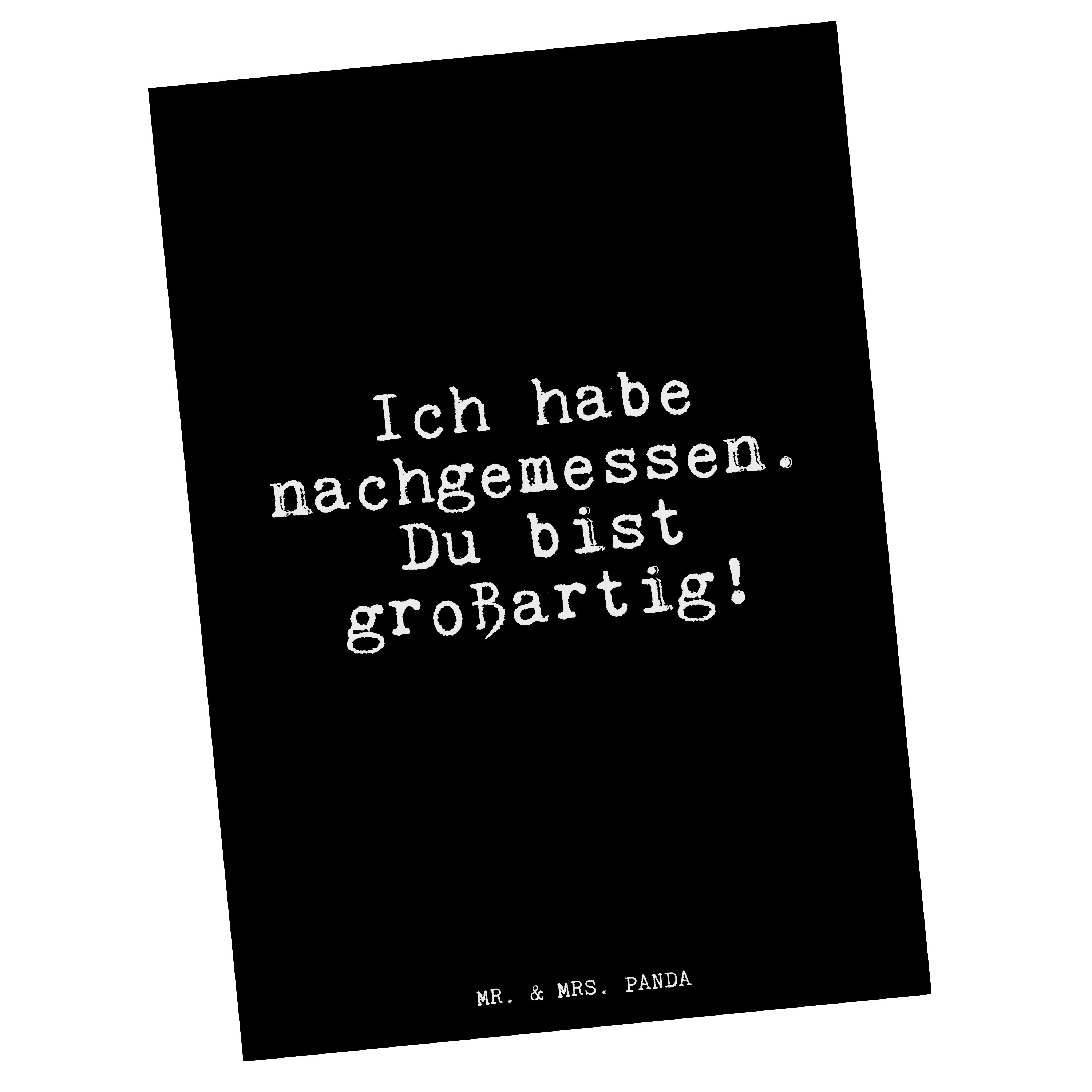 - Ich nachgemessen. & Schwarz Gl Mrs. Panda Postkarte Glitzer Geschenk, habe Mr. Spruch, Du... -