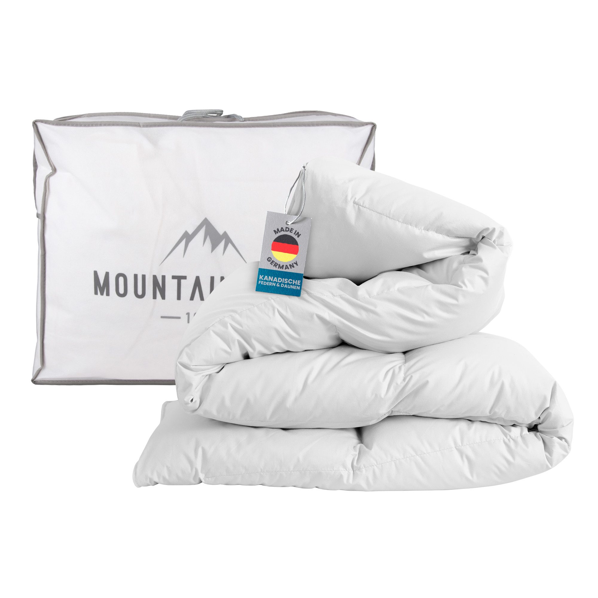 Bestlivings Federbettdecke Mountain Peak 135x200cm, Füllung: 80% Federn, 20% Daunen, Bezug: Baumwolle, hergestellt in Deutschland mit Kanadische Federn und Daunen