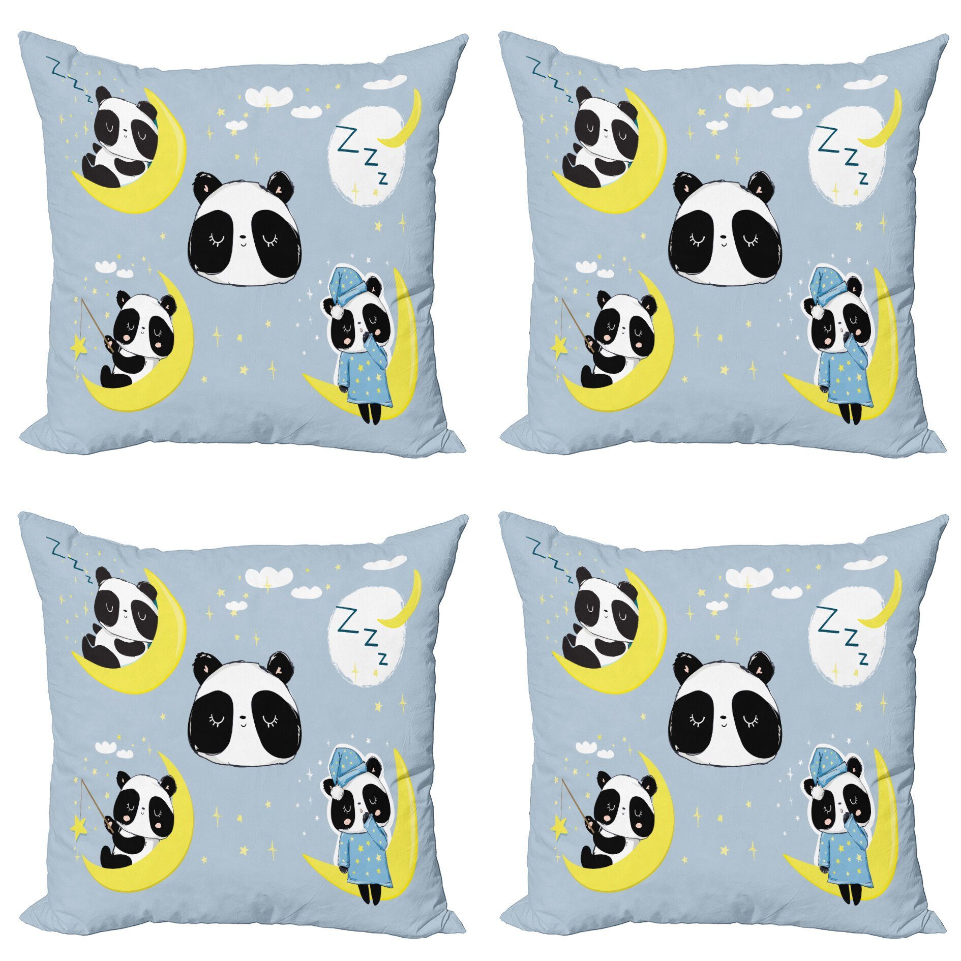 Kissenbezüge Modern Accent Doppelseitiger Stück), Tierschlafen Digitaldruck, (4 auf Panda Abakuhaus Mond