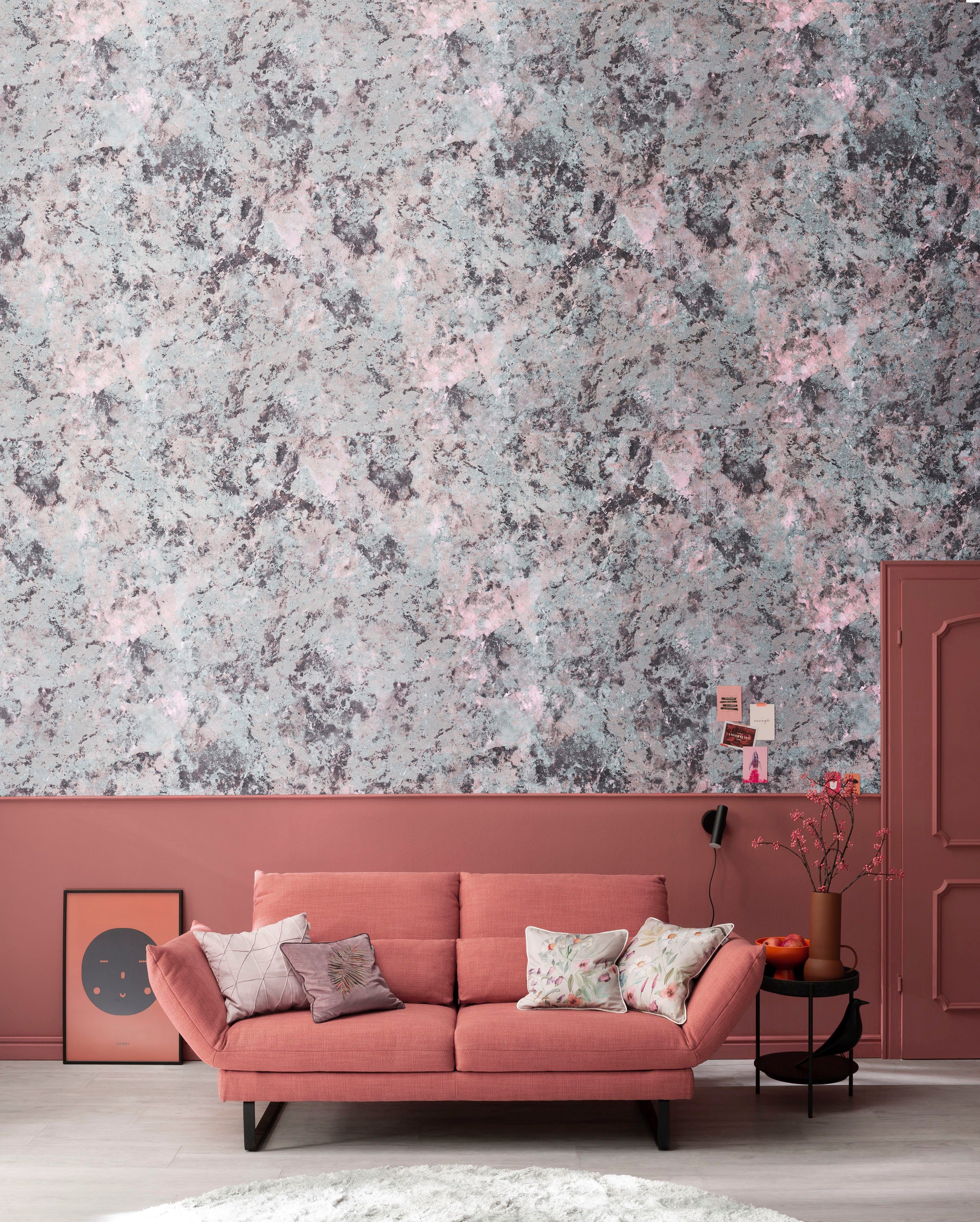 SCHÖNER WOHNEN-Kollektion Fototapete matt, Schlafzimmer lila moderne für Wohnzimmer glatt, Galaxy, Vliestapete Küche Beton