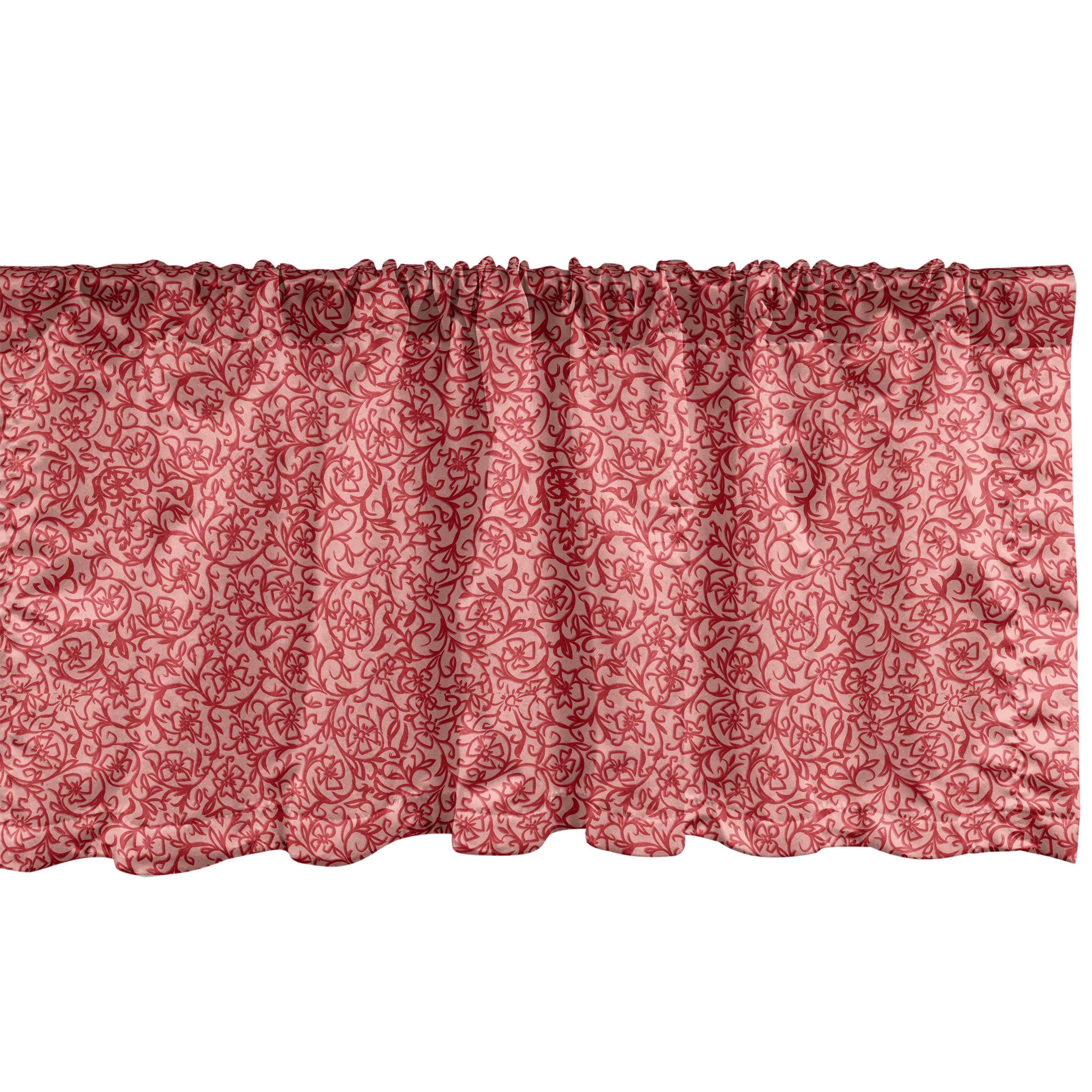 Scheibengardine Vorhang Volant für Abakuhaus, Damast Dekor Stangentasche, Curls Vintage Blumen Schlafzimmer Küche Microfaser, mit
