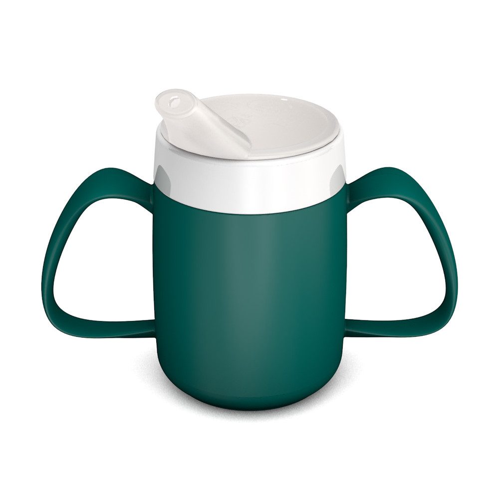 Ornamin Schnabelbecher 2-Henkel-Becher mit Trink-Trick und Schnabelaufsatz/ Trinkaufsatz, 2-tlg., Kunststoff, Trinkhilfe l Alltagshilfe l Schnabeltasse l Made in Germany