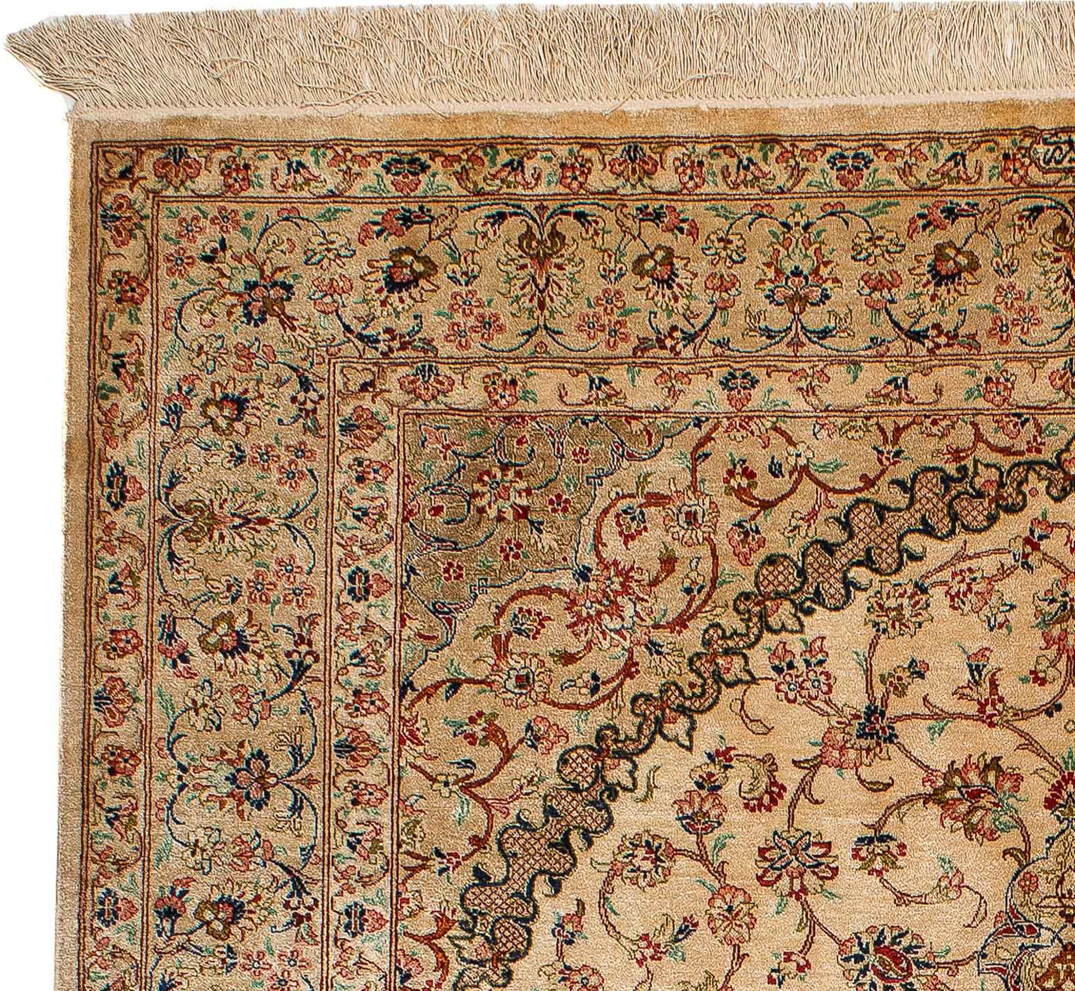 Orientteppich Perser - Handgeknüpft, - - 195 rechteckig, Einzelstück Ghom Wohnzimmer, morgenland, x 131 Zertifikat 10 mm, cm beige, mit Höhe