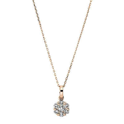 Vivance Kette mit Anhänger »mit 7 Brillant Diamanten - 0,17 ct«, 585 Rotgold Gold Halskette Collier