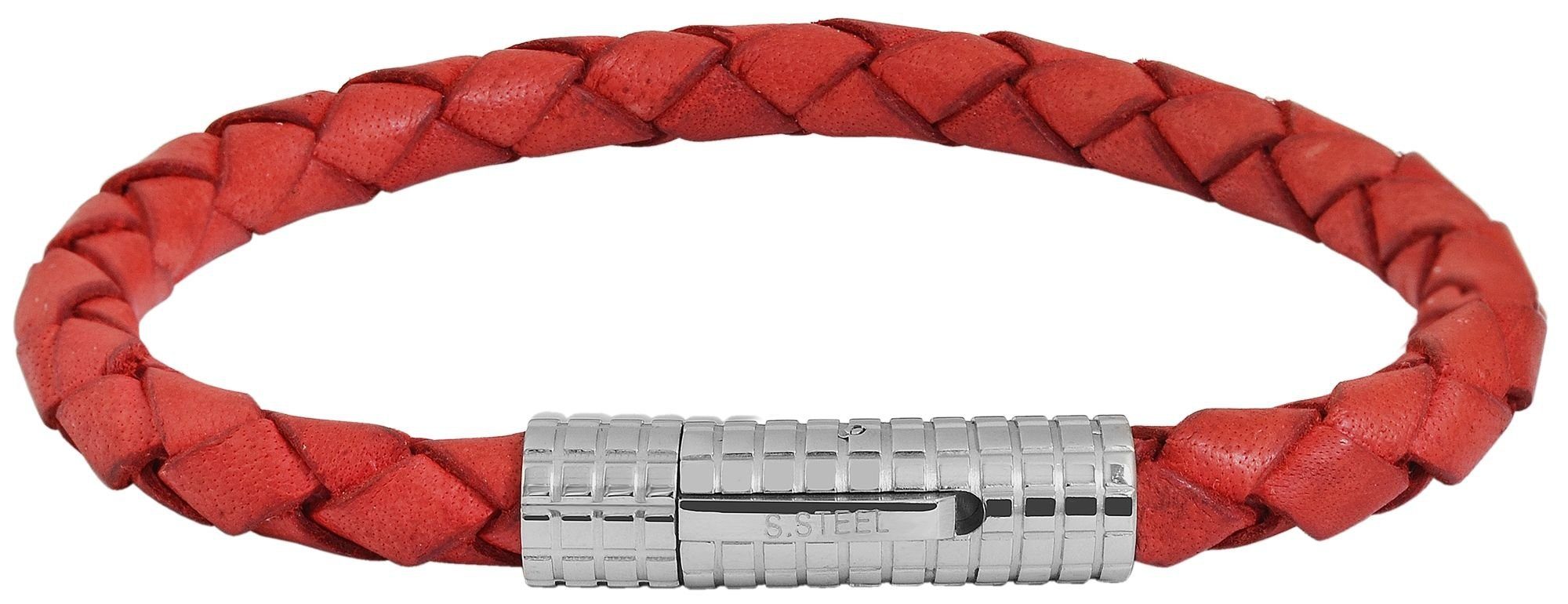 AKZENT Lederarmband Tendai Unisex Armband aus Echtleder geflochten (einzeln) Rot