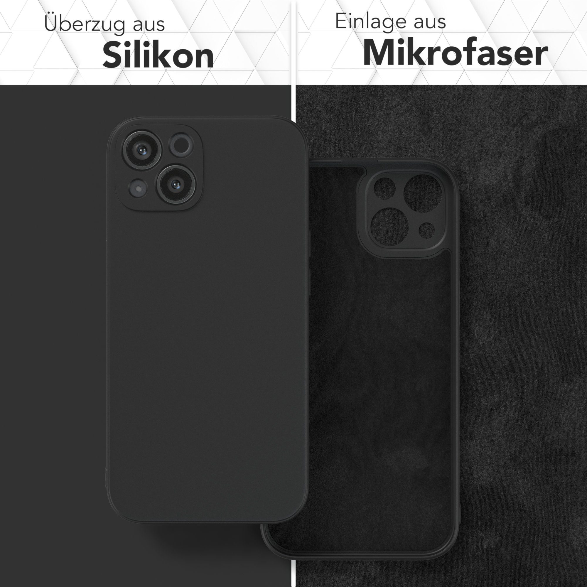 EAZY CASE Handyhülle für Apple iPhone 13 Hülle Silikon 6,1 Zoll, Silikon Schutzhülle mit Kameraschutz kratzfest Back Cover Etui Schwarz