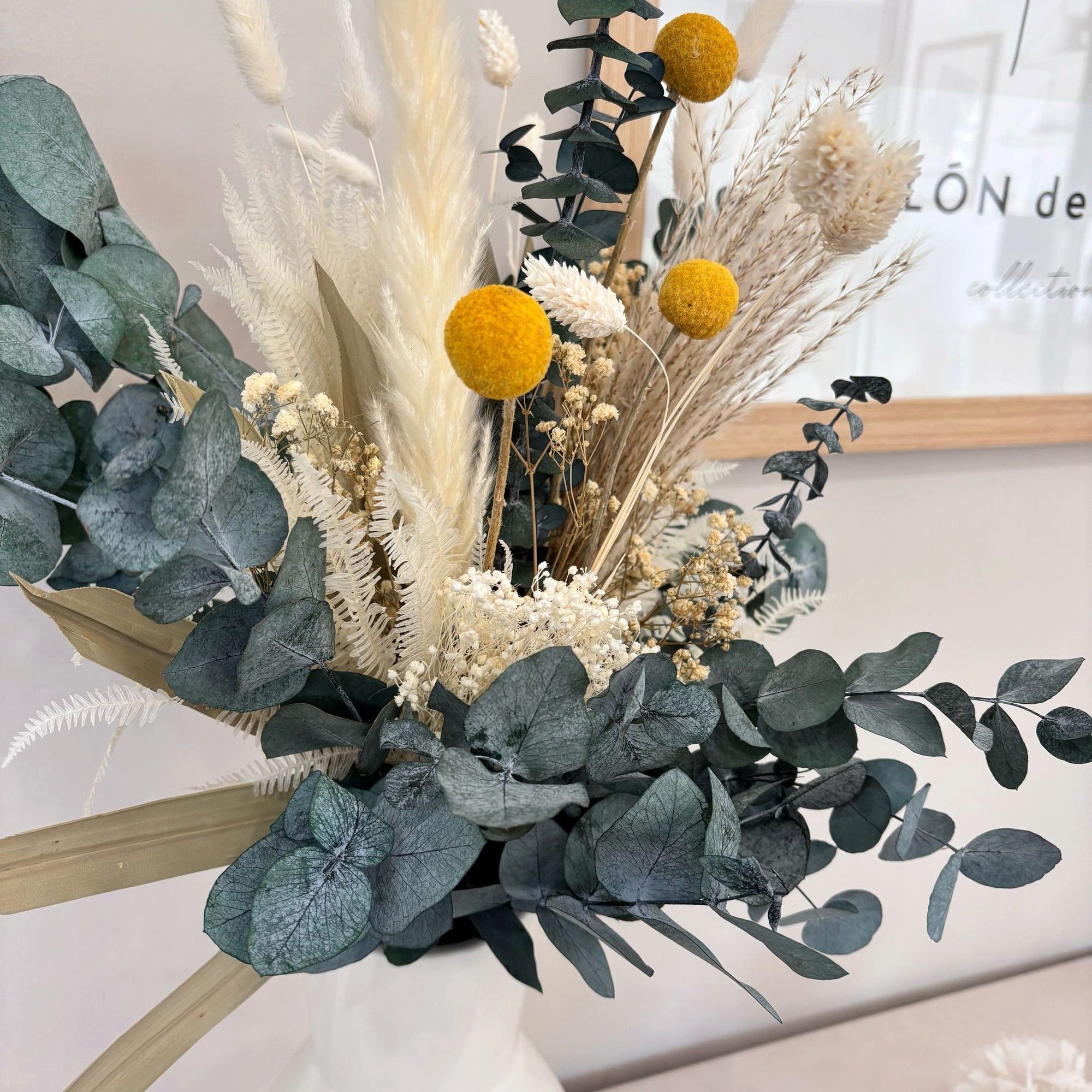 Trockenblume Pampasgras, Eukalyptus, Craspedia, Farn, Schleierkraut, Lagurus, Broom Bloom, LYKKE & You
