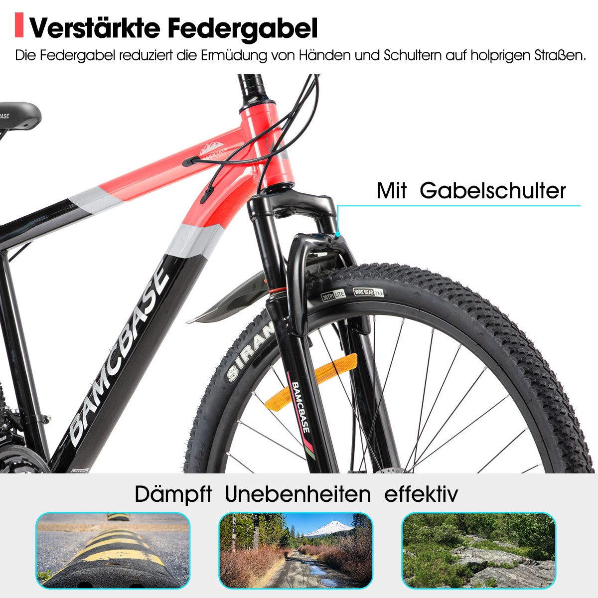 HILAND Mountainbike 26/27,5 Zoll Alu-Mountainbike 21-Gang, Scheibenbremsen & Komfortsattel