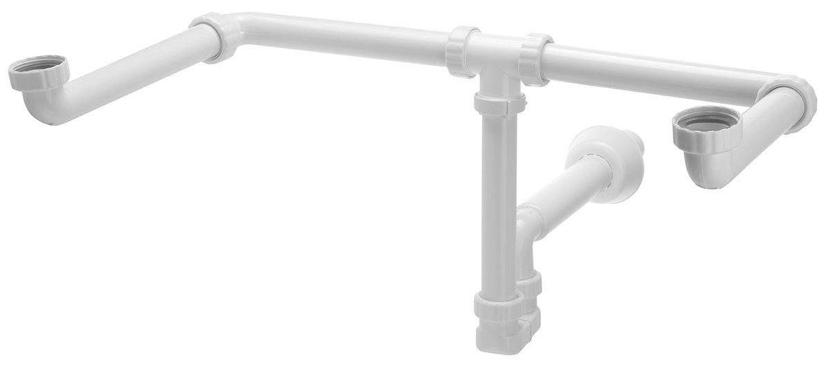 Bruckner Siphon MOSQUITO Doppelwaschtisch-Siphon 5/4", DN40, platzsparend, Weiß, Bruckner-151-130-0