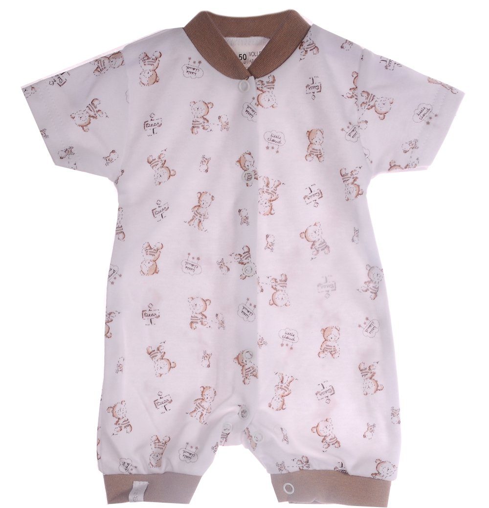 La Bortini Spieler Spieler Baby Sommer Strampler in weiß beige mit Bärchen