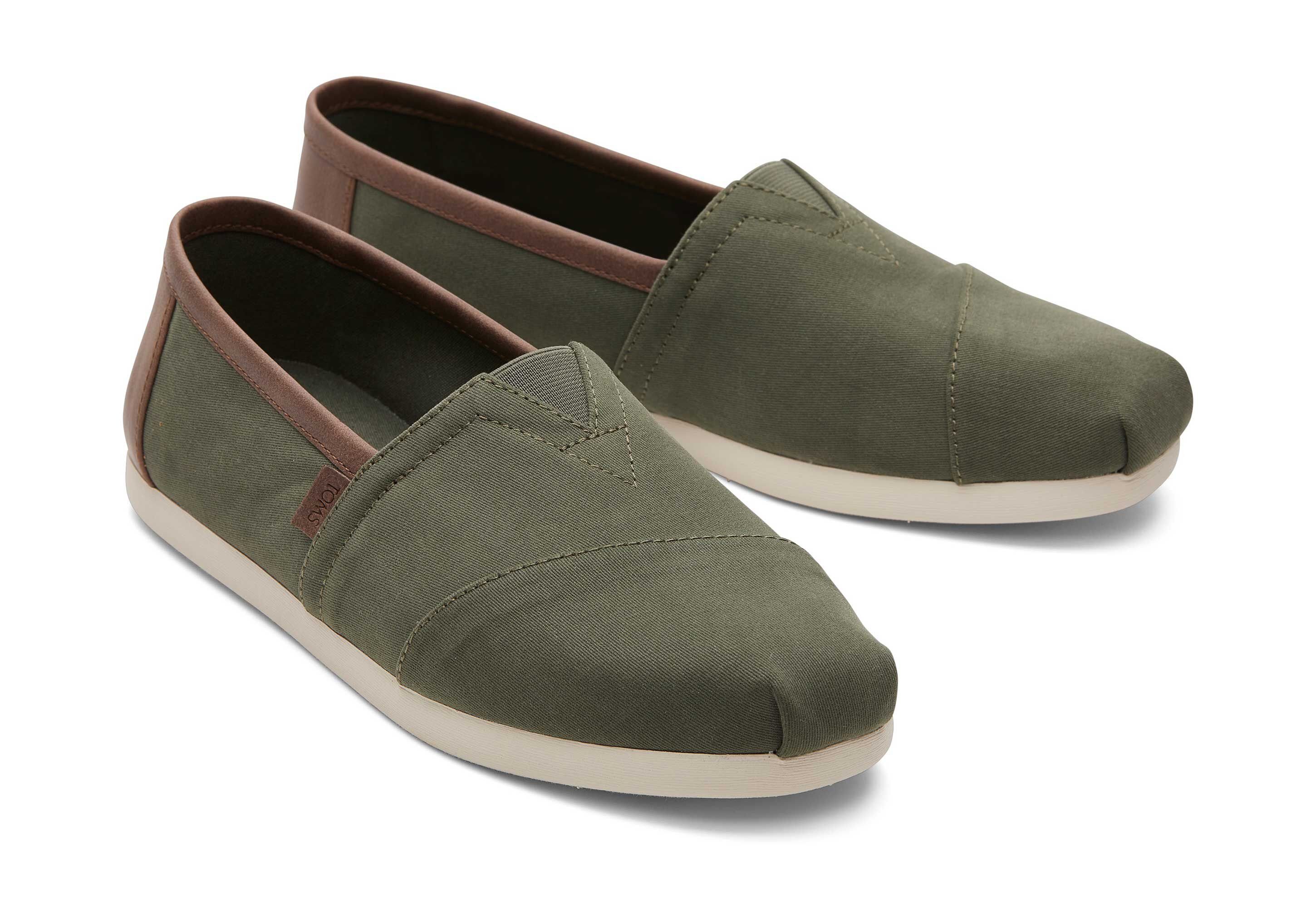 TOMS Alpargata mit Besatz aus veganem Leder Grün Slipper