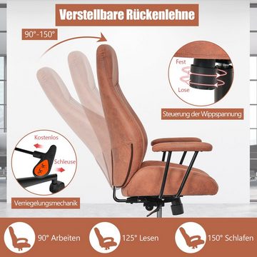 COSTWAY Bürostuhl, mit verstellbarer hoher Rückenlehne, abnehmbaren Armlehnen