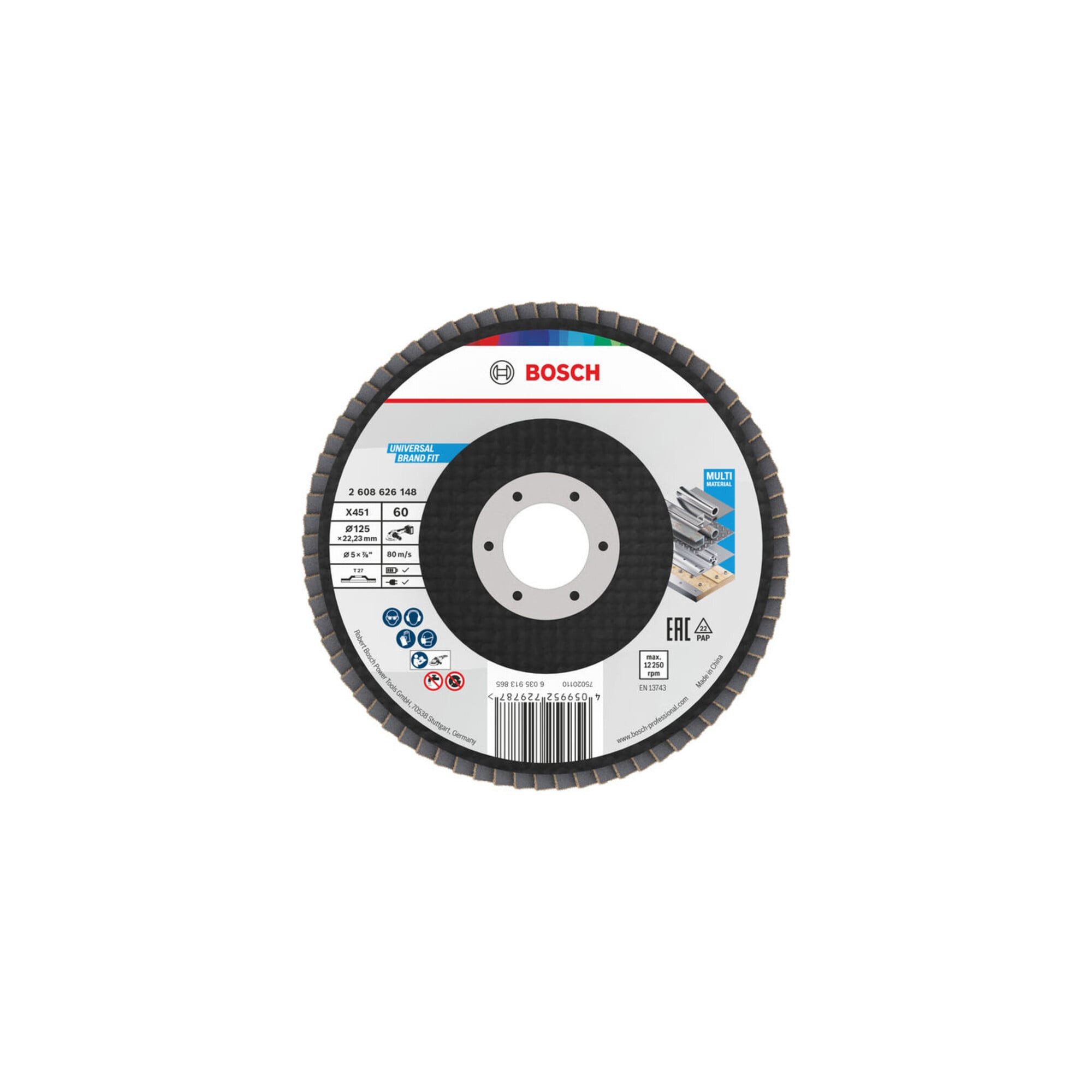 Bosch Professional Schleifscheibe Bosch X451 Fächerschleifscheibe 125mm,T27,K60