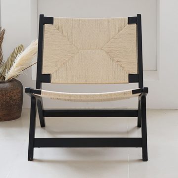 LIM HOME Loungesessel ZSH001 (Packung, 1-St., 1), einfache Montage, Eichenholzrahmen mit Sitzfläche aus Papierschnur