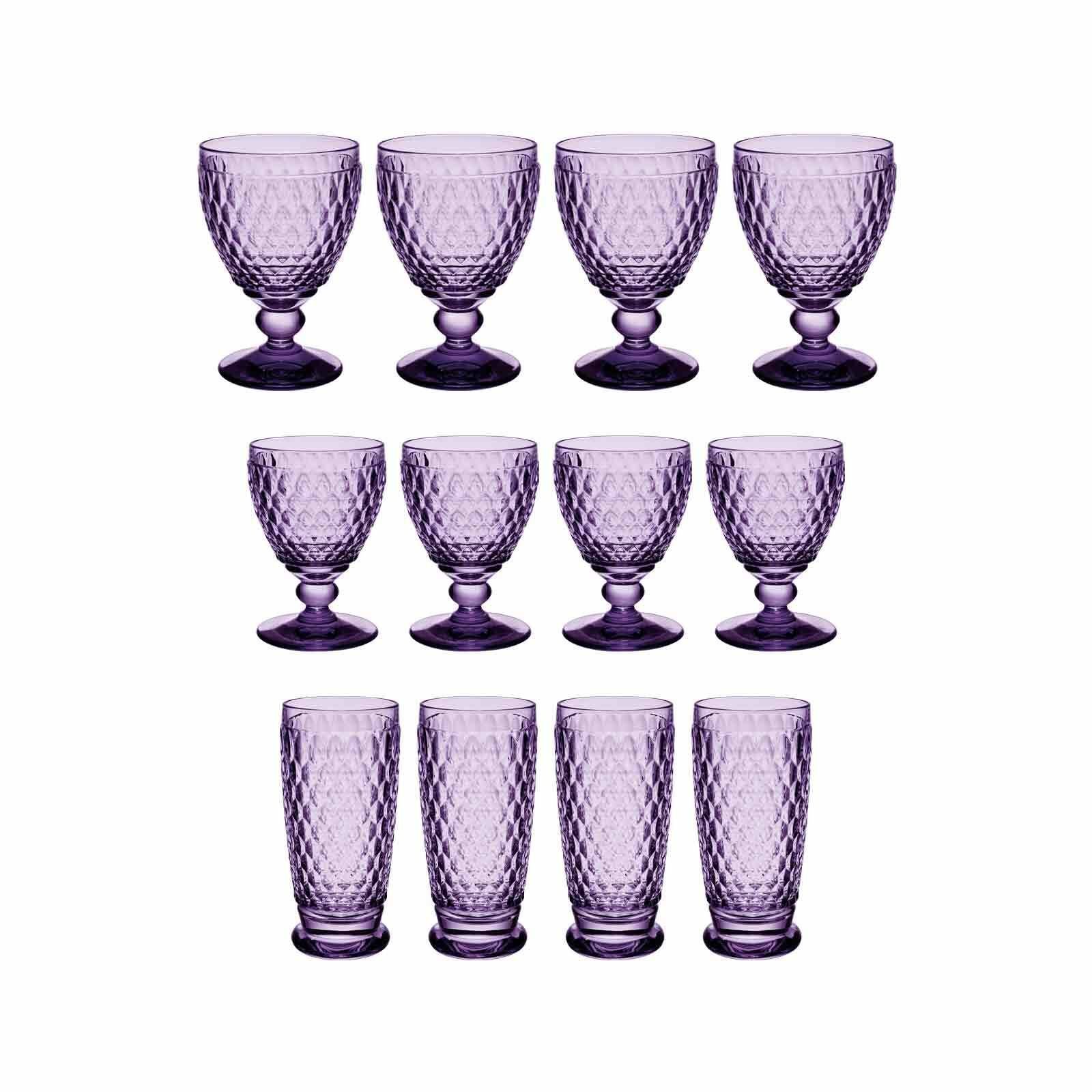 Villeroy & Boch Glas Boston Coloured Wein- und Longdrinkgläser 12er Set, Glas lavender
