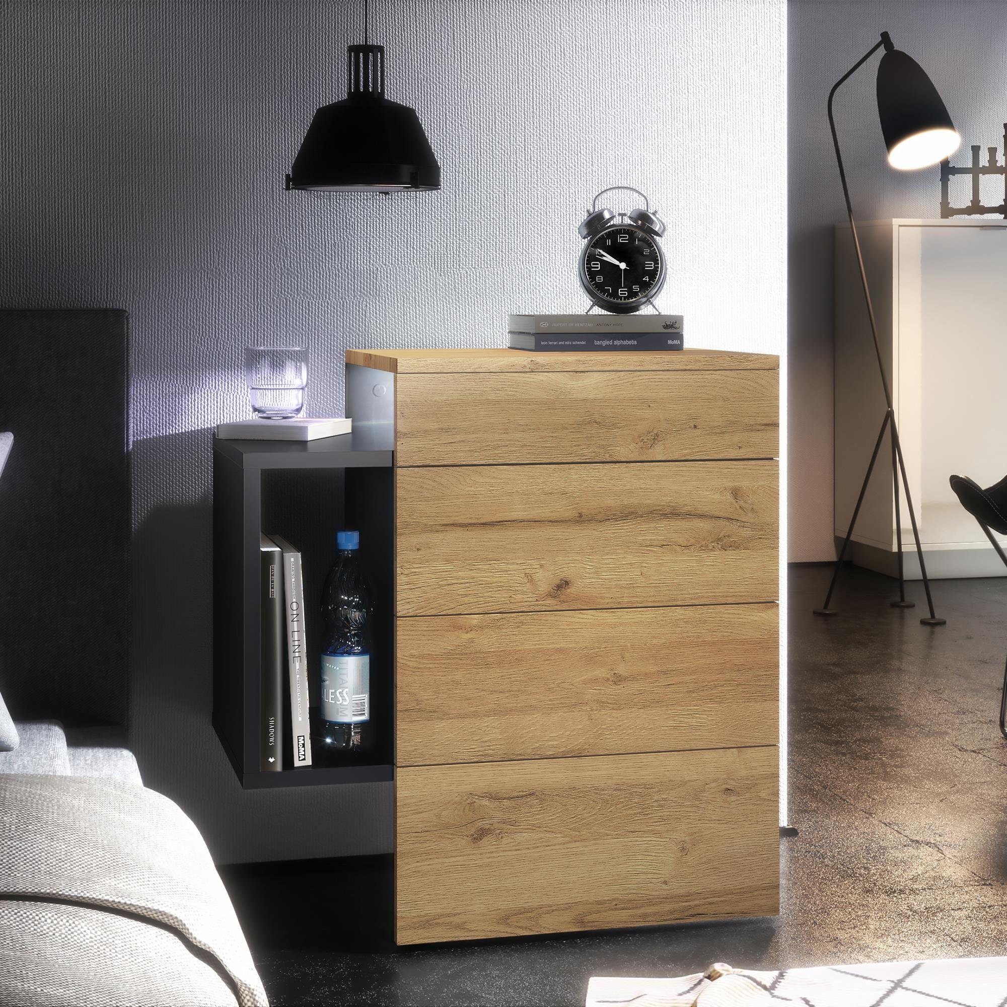 Vladon Nachttisch Queens (Nachttischschrank mit 2 günstig online kaufen