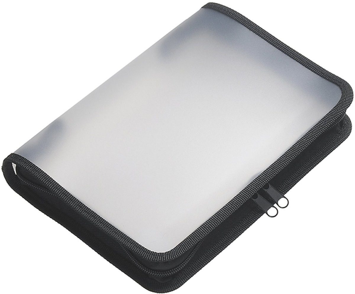 FOLDERSYS Präsentationsordner Reißverschluss-Mappe A5 PP farblos transluzent 2-Ring-Mechanik Zip sch