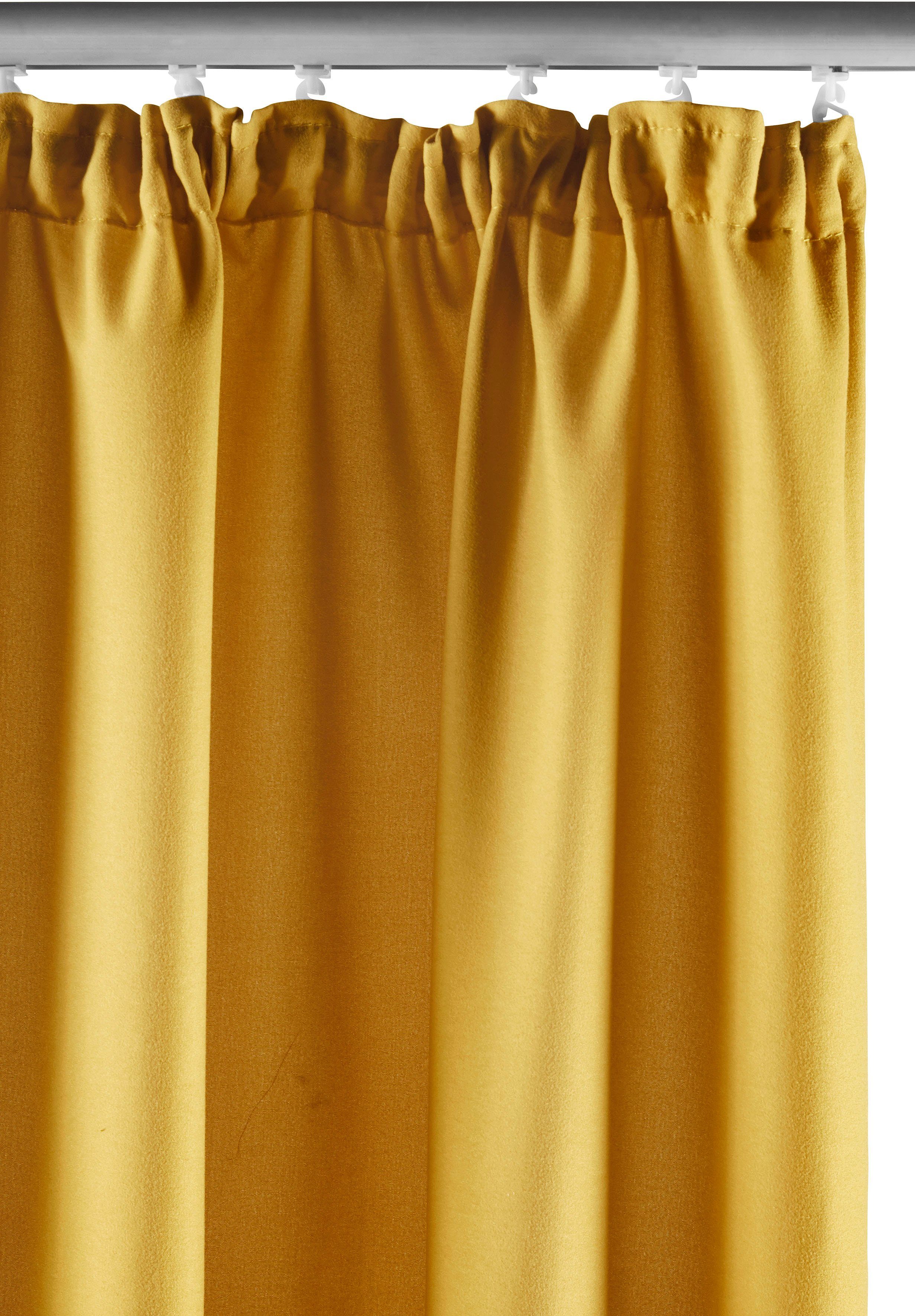 Vorhang Raja, my home, Kräuselband (2 St), blickdicht, Polyester, 2er-Set,  einfarbig, pflegeleichte Mikrofaser-Qualität | Fertiggardinen