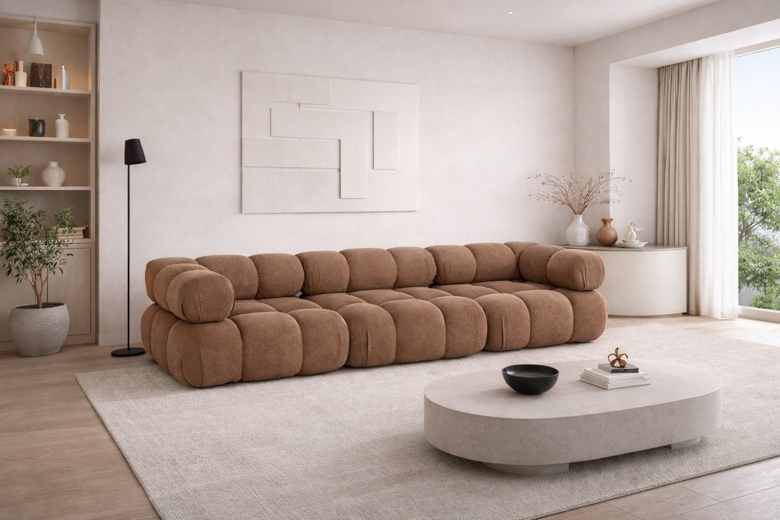Kaiser Möbel Sofa Modulares 3-Sitzer-Sofa, gerade Couch, Stoff Salvador, Selia, 3-Sitzer, Veloursstoff Salvador, modernes Design,weiche, abgerundete Linien