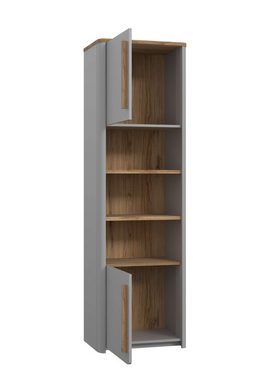 99rooms Bücherregal Surbinio, Bücherregal, Highboard, Schrank, mit 2 offenen Fächern, 2 Türen, aus Holzwerkstoff
