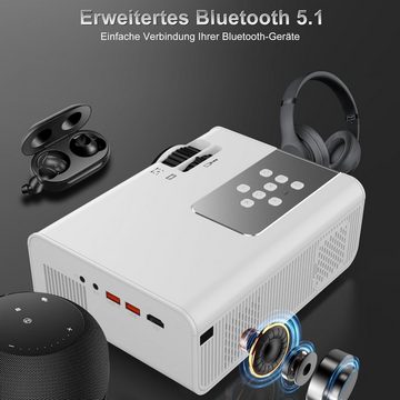 Eroshoo 5G WiFi Heimkino Portabler Projektor (12000 lm, 12000:1, 1920 x 1080 px, Native 1080P Unterstützung für 4K Kompatibel mit HDMI USB/Fire)