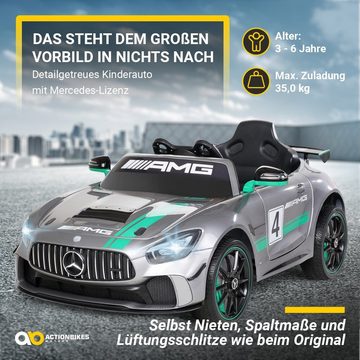 Actionbikes Motors Elektro-Kinderauto Elektroauto Mercedes Benz AMG GT4 - Türen zum Öffnen - Bremsautomatik, Belastbarkeit 35 kg, (1-tlg), 2x 12 V Motor - Kinder Fahrzeug Spielzeug ab 3 Jahre elektrisch