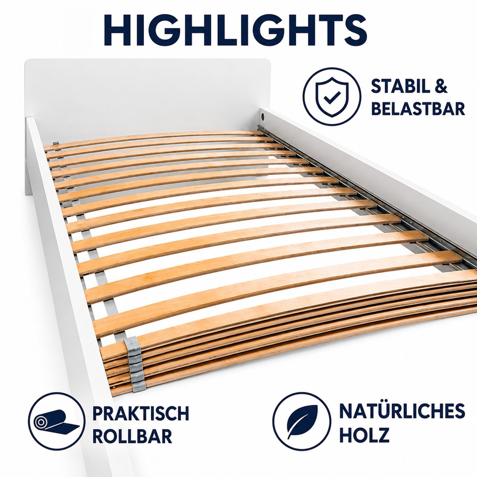 Rollrost Lattenrost 2x Bettrost 90x200 Rollrost 17 Latten für Bett & Matrazen, BURI – Bild 4 von 5
